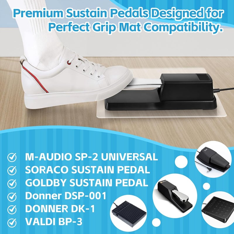 Maylanny Non-Slip Piano Sustain Pedal Mat, Foot Pedal Support Pad for Digital Keyboard/Electric Piano, Protects Hardwood Floors & Carpets – Anti-Slip Rubber Base for Enhanced Stability (Clear, 7.5" x 10" 1 PC) - Image 3